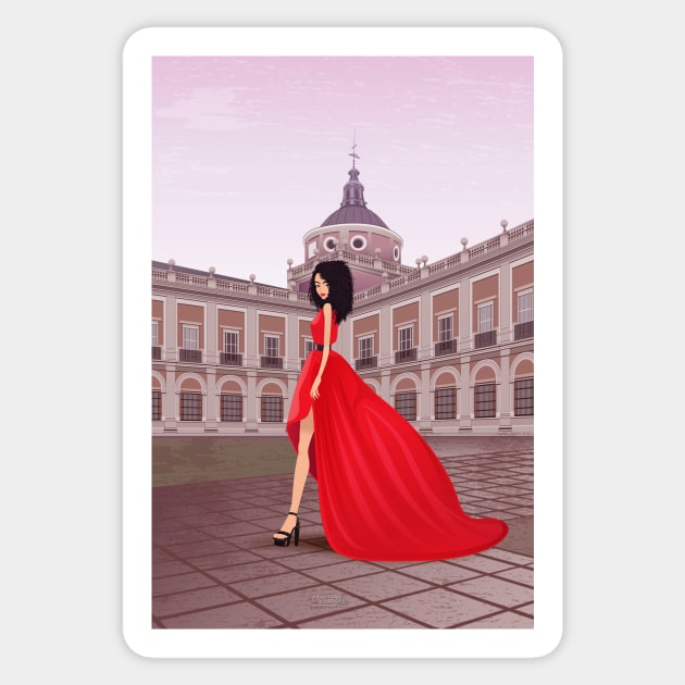 Red Gala dress in Aranjuez Sticker by LEGADOVISUAL